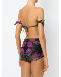 Top de bikini à fleurs noir Amir Slama