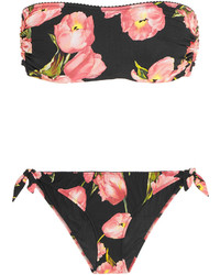 Top de bikini à fleurs rose