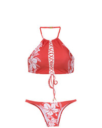 Top de bikini à fleurs rouge Amir Slama