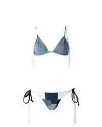 Top de bikini à franges bleu clair Amir Slama