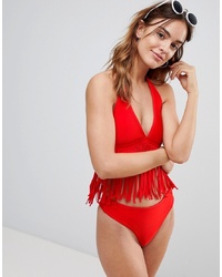 Top de bikini à franges rouge Amy Lynn