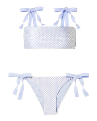 Top de bikini á pois bleu clair