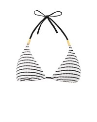 Top de bikini à rayures horizontales blanc et noir