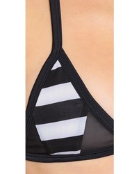 Top de bikini à rayures horizontales blanc et noir Tyler Rose Swimwear