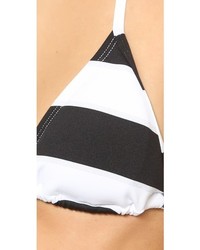 Top de bikini à rayures horizontales blanc et noir Pilyq