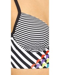 Top de bikini à rayures horizontales blanc et noir Nanette Lepore