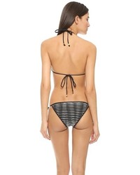 Top de bikini à rayures horizontales blanc et noir Shoshanna