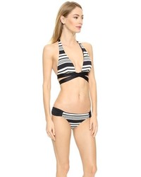 Top de bikini à rayures horizontales blanc et noir Vitamin A
