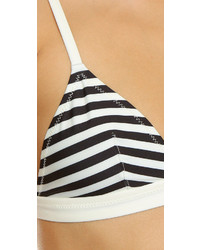 Top de bikini à rayures horizontales blanc et noir Solid & Striped