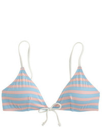 Top de bikini à rayures horizontales bleu clair