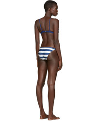 Top de bikini à rayures horizontales bleu marine