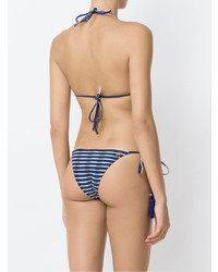 Top de bikini à rayures horizontales bleu BRIGITTE