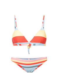 Top de bikini à rayures horizontales multicolore Asceno