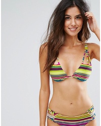 Top de bikini à rayures horizontales multicolore Radio Fiji ATS