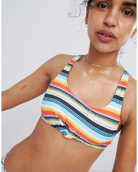 Top de bikini à rayures horizontales multicolore Ripcurl