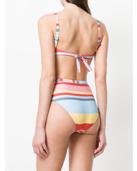 Top de bikini à rayures horizontales multicolore Asceno