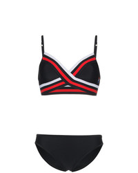 Top de bikini à rayures horizontales noir P.E Nation