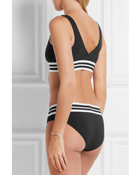 Top de bikini à rayures horizontales noir Karla Colletto