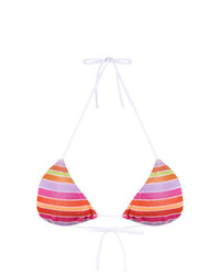Top de bikini à rayures horizontales rose Cecilia Prado