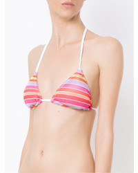 Top de bikini à rayures horizontales rose Cecilia Prado