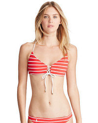 Top de bikini à rayures horizontales rouge