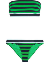 Top de bikini à rayures horizontales vert