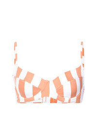 Top de bikini à rayures verticales orange