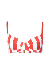 Top de bikini à rayures verticales rouge