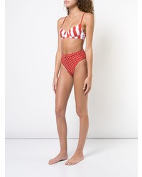 Top de bikini à rayures verticales rouge Onia