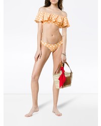 Top de bikini à volants orange Lisa Marie Fernandez