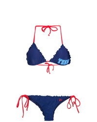 Top de bikini brodé bleu marine Amir Slama