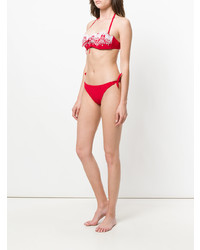 Top de bikini brodé rouge Ermanno Scervino