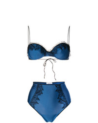 Top de bikini en dentelle bleu marine Oseree