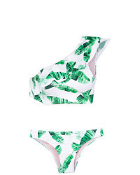 Top de bikini imprimé blanc et vert