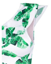 Top de bikini imprimé blanc et vert BRIGITTE