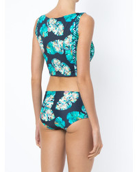 Top de bikini imprimé bleu canard BRIGITTE