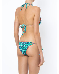 Top de bikini imprimé bleu canard BRIGITTE