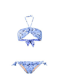 Top de bikini imprimé bleu clair Emmanuela Swimwear