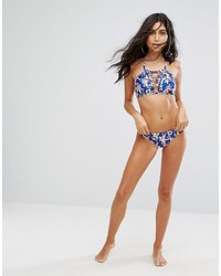 Top de bikini imprimé bleu marine Missguided