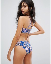Top de bikini imprimé bleu marine Missguided