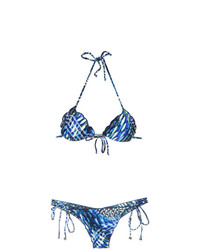Top de bikini imprimé bleu Lygia & Nanny