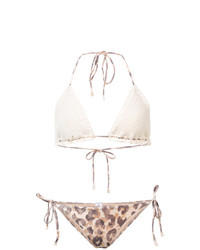 Top de bikini imprimé léopard beige Zimmermann