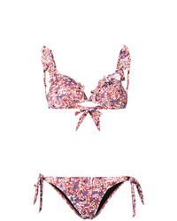 Top de bikini imprimé léopard multicolore Emmanuela Swimwear