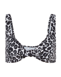 Top de bikini imprimé léopard noir
