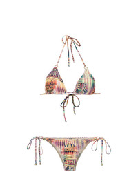Top de bikini imprimé marron clair Lygia & Nanny