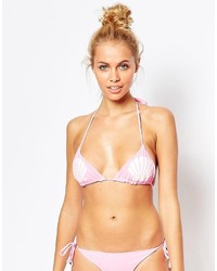 Top de bikini imprimé rose