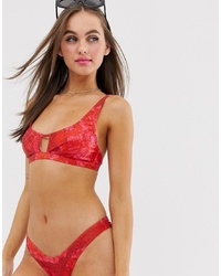 Top de bikini imprimé tie-dye rouge