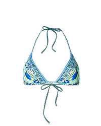 Top de bikini imprimé turquoise Camilla