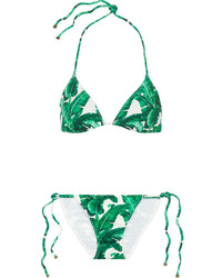 Top de bikini imprimé vert Dolce & Gabbana