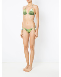 Top de bikini imprimé vert Isolda